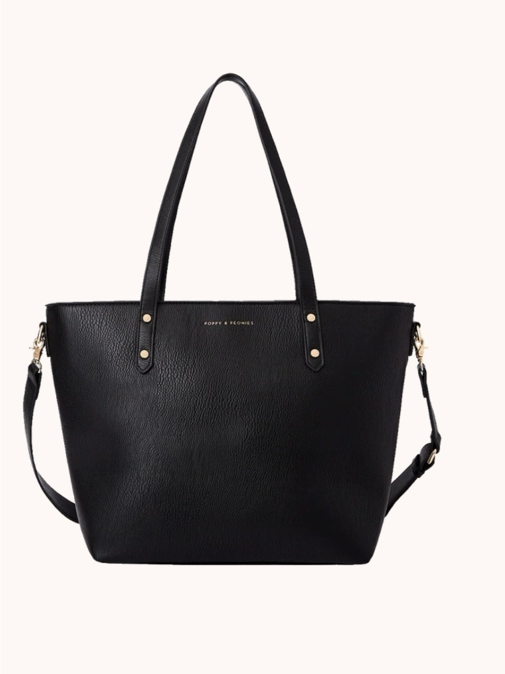 Go Getter Black Leather Tote Bag by Poppy & Peonies